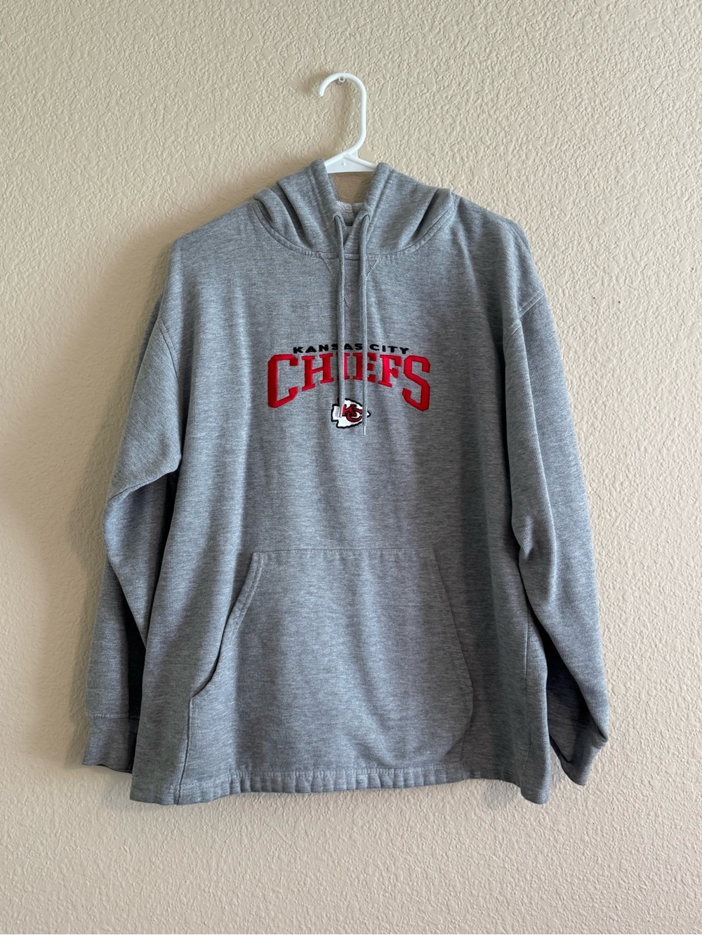 NFL Kansas City Chiefs Gray Pullover Hoodie with Red Logo